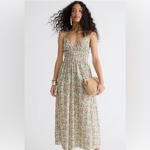 J. Crew NWT V Neck Smocked Waist Dress Liberty Fabric Boho Preppy Womens 10